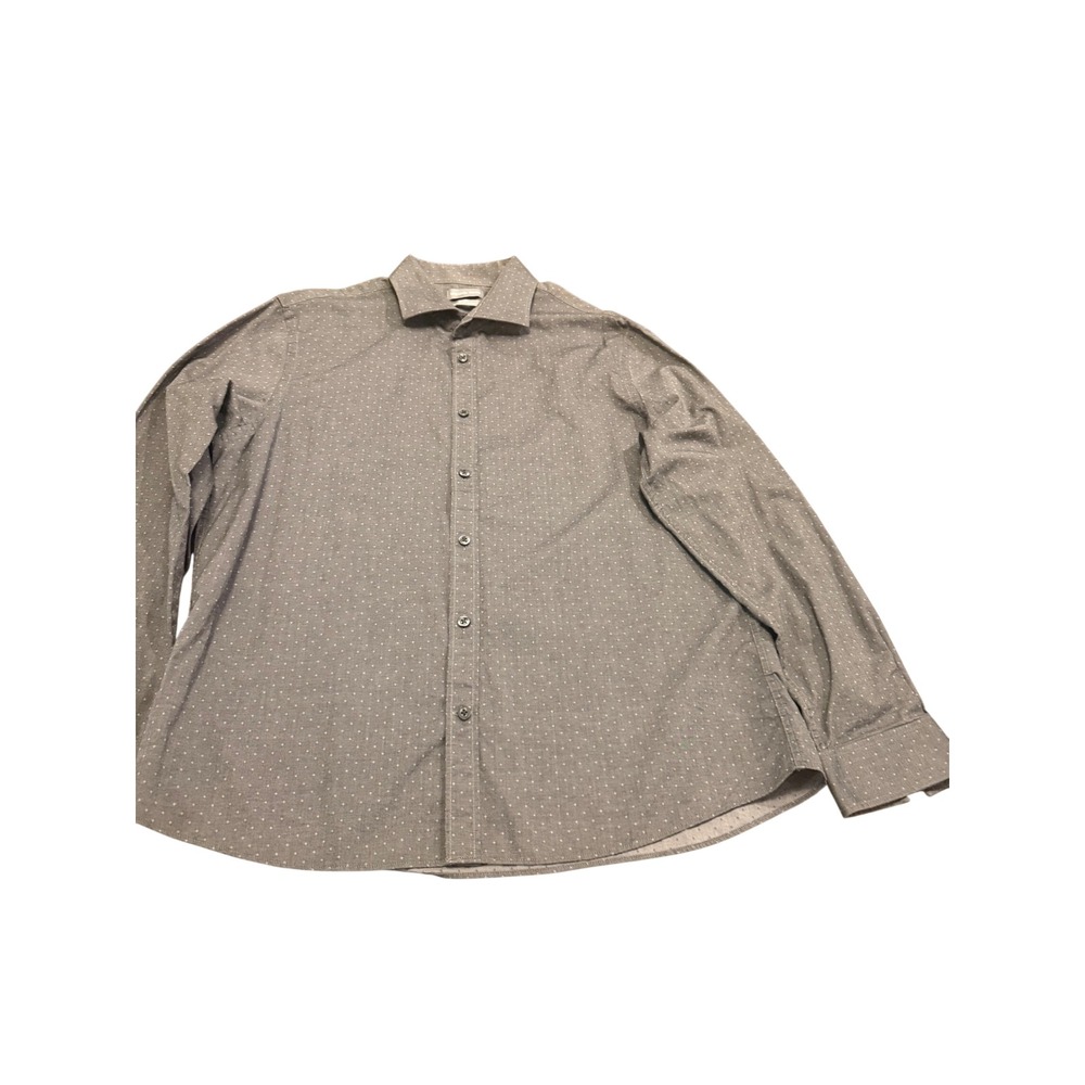 Michael Kors Mens XL Slim Fit Untucked Length Gray Diamond Button Down Shirt